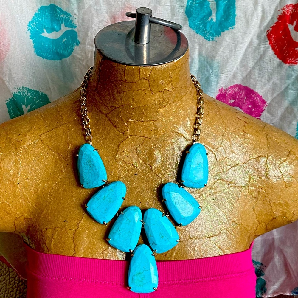 Vintage Kendra Scott Gold Turquoise Harlow Necklace RARE
